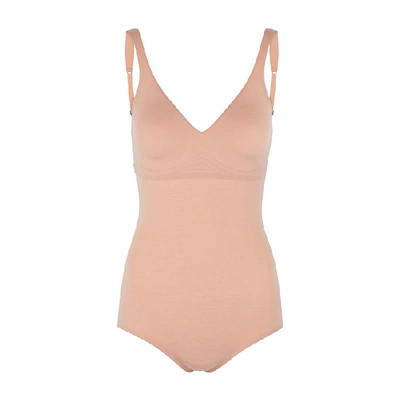 Shop Wolford 3w Forming Blush Stretch-cotton Bodysuit In Nude