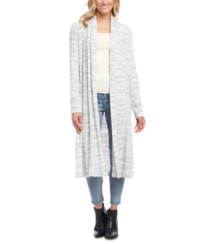 Shop Karen Kane Ribbed Duster Cardigan In Cream/black