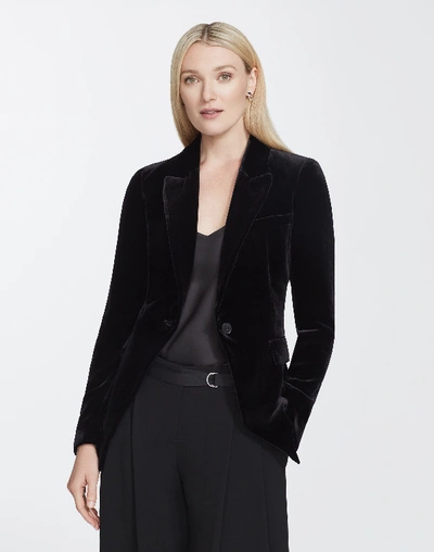 Shop Lafayette 148 Plus-size Classic Velvet Heather Jacket In Black
