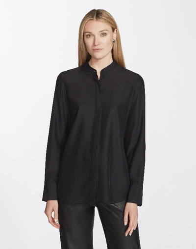 Shop Lafayette 148 Plus-size Matte Silk Julianne Blouse In Black