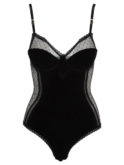 Shop Stella Mccartney Lace And Sheer Panel Bodysuit In Black