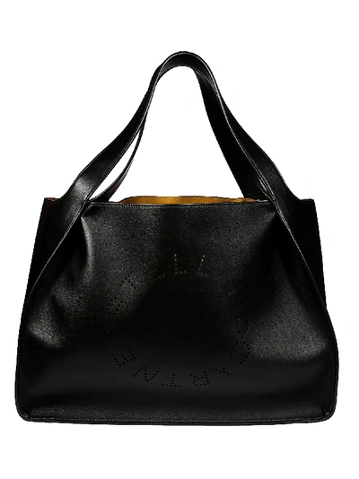 Shop Stella Mccartney Perforated Logo Tote In Black