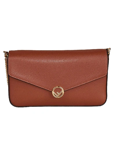 Shop Fendi Wallet On Chain Shoulder Bag In Rust+os