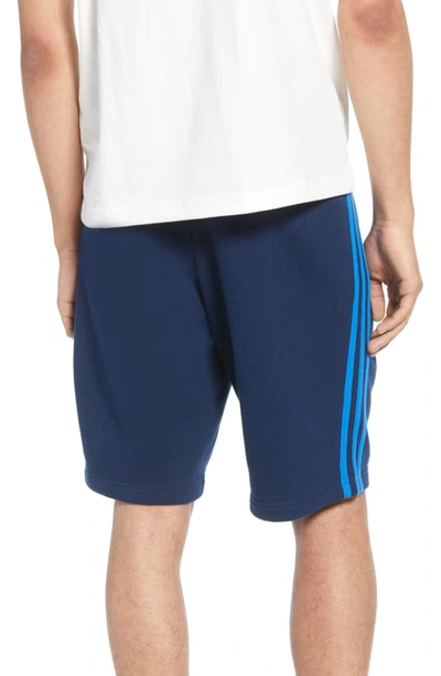 Shop Adidas Originals 3-stripes Athletic Shorts In Collegiate Navy/ Bluebird