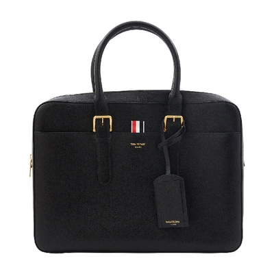 Shop Thom Browne Leather Business Bag In Black