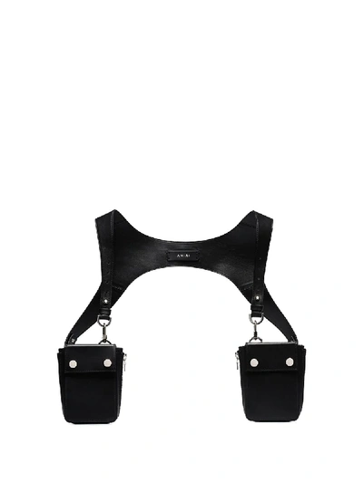 Shop Amiri Black Leather Harness Bag