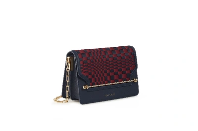 Shop Strathberry East/west Mini - Navy With Burgundy Weave