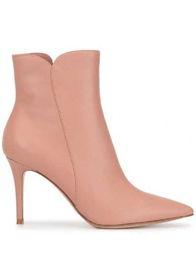 Shop Gianvito Rossi Pointed Toe Ankle Boots In Pink