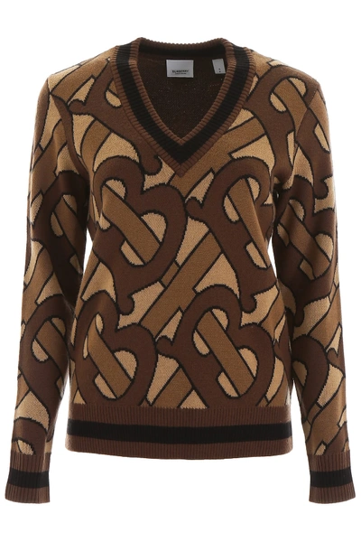 Shop Burberry Namata Pullover In Bridle Brown Ip Pttn (brown)