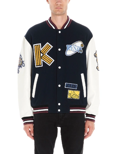 Shop Kenzo Varsity Jacket In Black & White