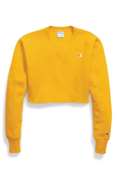 Shop Champion Crop Reverse Weave Sweatshirt In Team Gold
