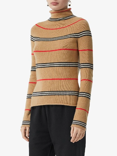 Shop Burberry Cashmere Turtleneck Sweater In Black
