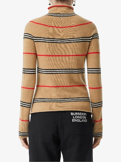 Shop Burberry Cashmere Turtleneck Sweater In Black