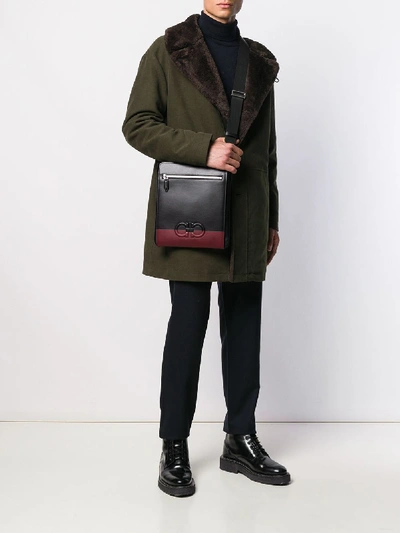 Shop Ferragamo Leather Messenger Bag In Black