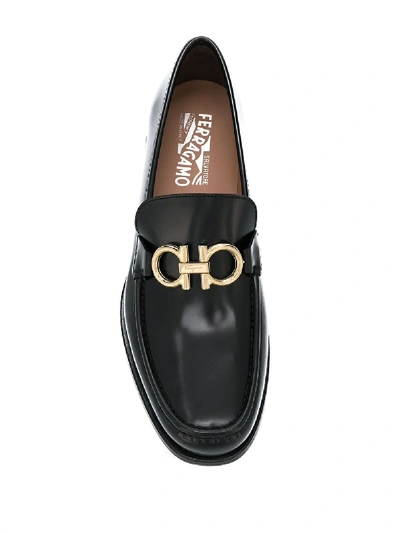 Shop Ferragamo Leather Loafers In Black