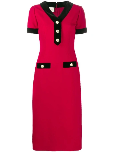 Shop Gucci Wool Dress In Red