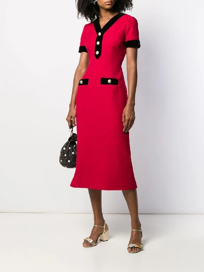 Shop Gucci Wool Dress In Red