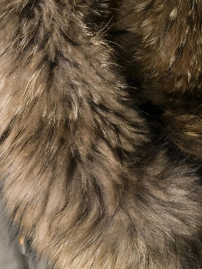 Shop Bazar Deluxe Fox Fur And Cotton Fur Collar Wrap-around Coat In Grey
