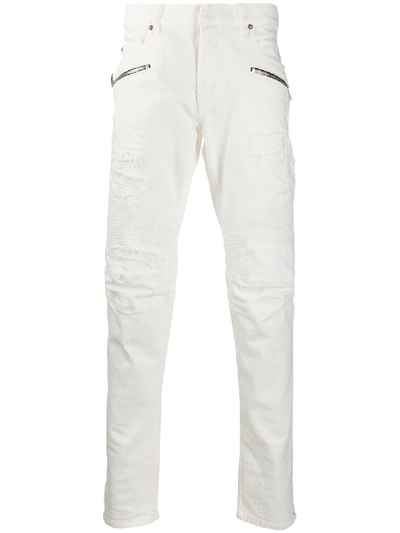Shop Balmain Slim Jeans In White