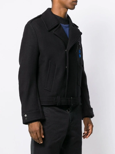 Shop Off-white Printed Peacoat In Black