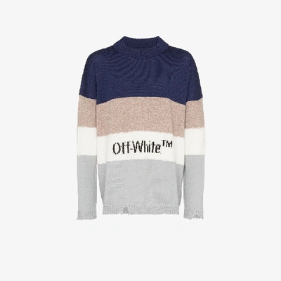 Shop Off-white Logo Crewneck Sweater In Multicolor