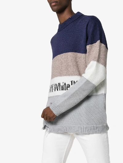 Shop Off-white Logo Crewneck Sweater In Multicolor