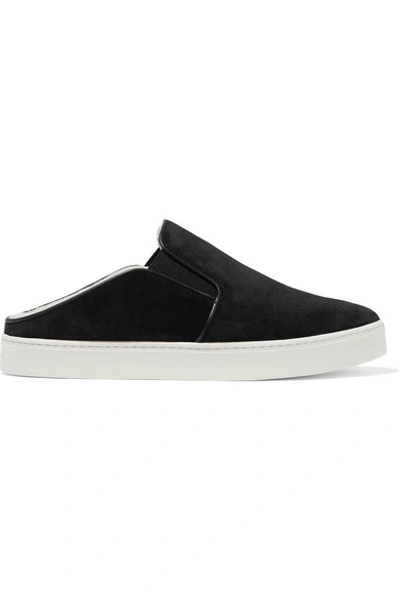 Shop Vince Garvey Shearling-lined Suede Sneakers In Black