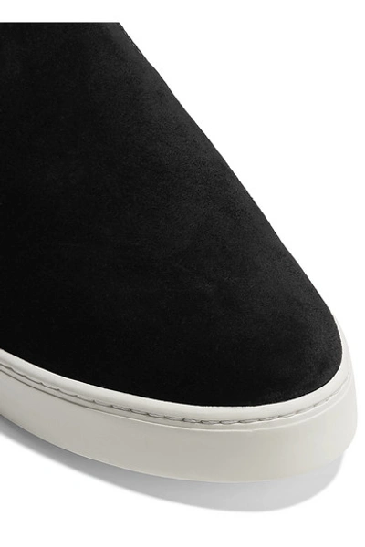 Shop Vince Garvey Shearling-lined Suede Sneakers In Black