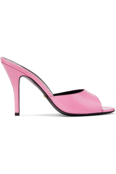 Shop Gucci Scarlet Glossed-leather Mules In Pink