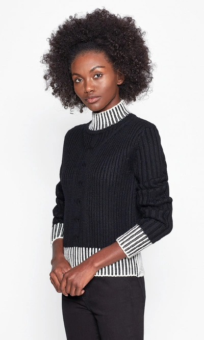 Shop Equipment Alyonne Mockneck Wool Sweater In True Black/nature White