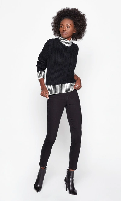 Shop Equipment Alyonne Mockneck Wool Sweater In True Black/nature White