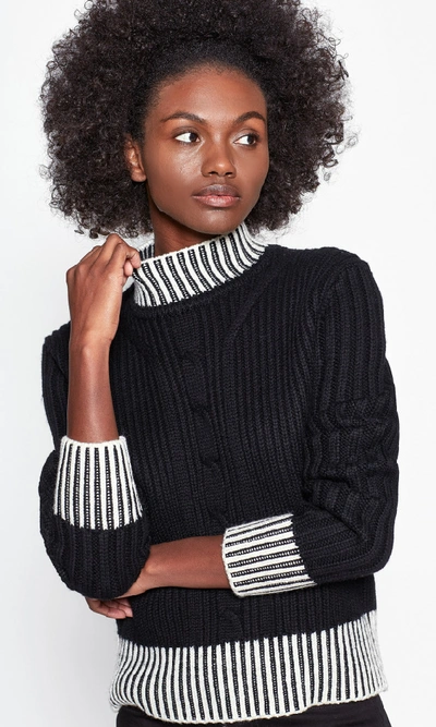 Shop Equipment Alyonne Mockneck Wool Sweater In True Black/nature White