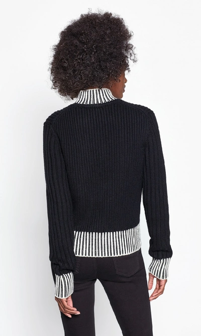 Shop Equipment Alyonne Mockneck Wool Sweater In True Black/nature White