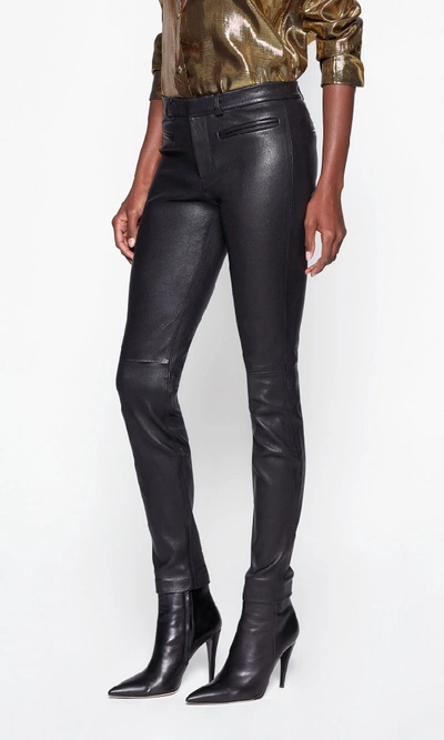 Shop Equipment Sylvanna Leather Front Trouser In True Black