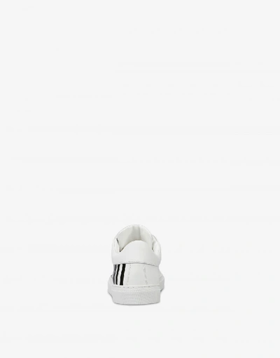 Shop Moschino Leather Sneakers With Logo In White