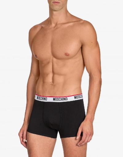 Shop Moschino Set Of 2 Cotton Jersey Boxers With Logo In White