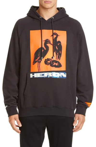 Shop Heron Preston Herons Graphic Hooded Sweatshirt In Off Black