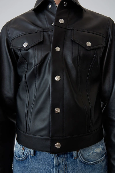 Shop Acne Studios Leather Jacket Black