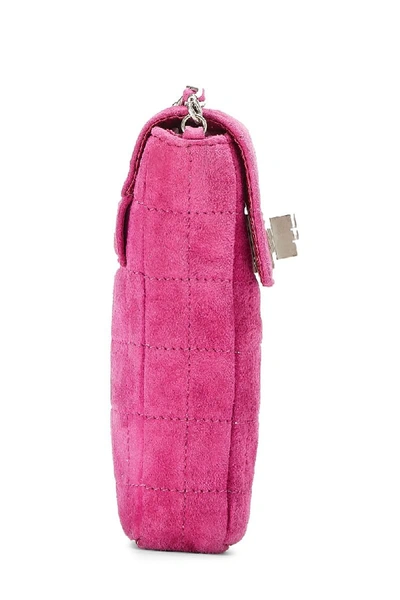 Pre-owned Chanel Pink Quilted Suede Reissue Phone Holder