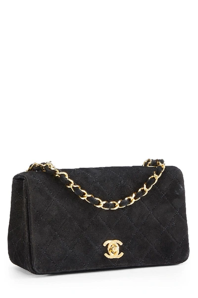 Pre-owned Chanel Black Suede Full Flap Small