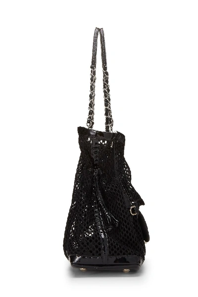 Pre-owned Chanel Black Mesh & Patent Leather 2-in-1 Shoulder Bag