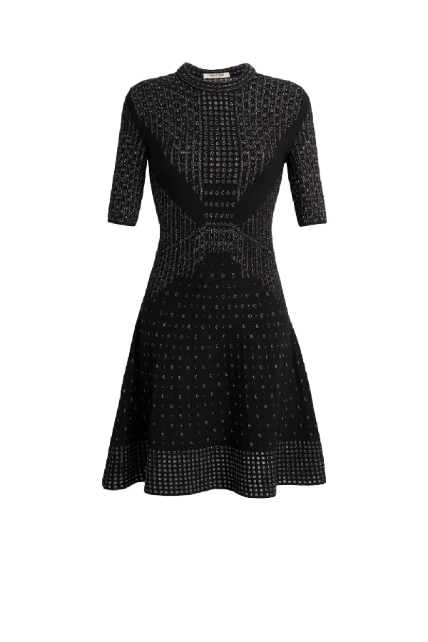 black fit and flare mini dress