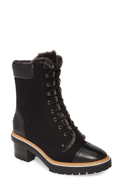 Shop Tory Burch Miller Lug Sole Bootie In Perfect Black/ Grey