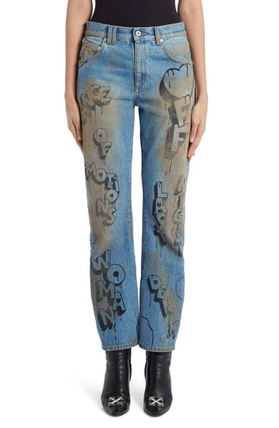 Shop Off-white Graffiti Baggy Wide Leg Jeans In Bleach Black