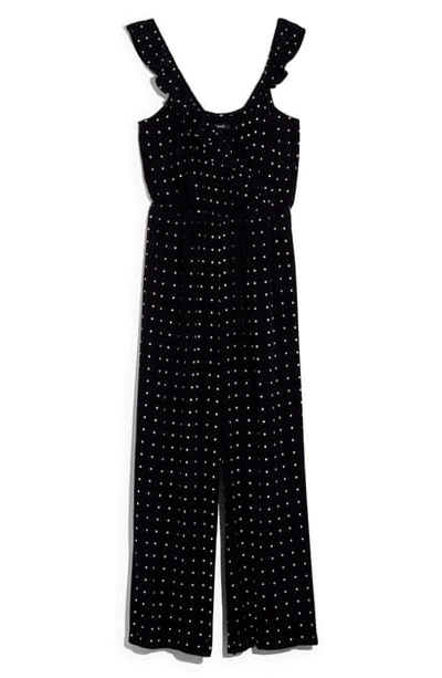 Shop Madewell Ruffle Front Wrap Jumpsuit In Grid Dot In Grid Dot True Black
