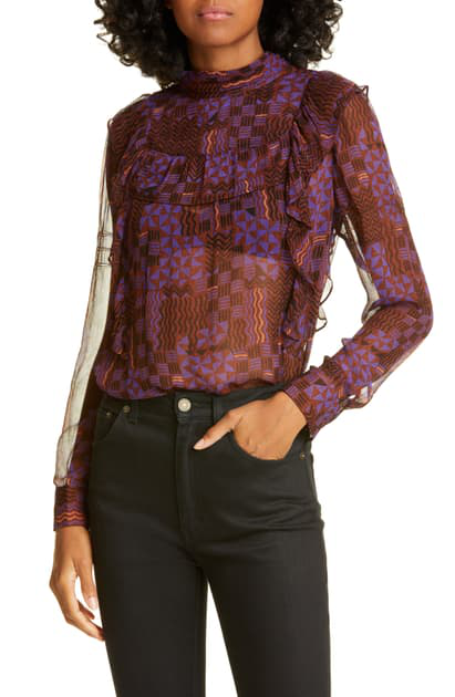 burgundy sheer top
