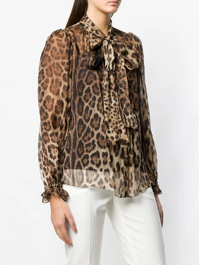 Shop Dolce & Gabbana Leopard Print Silk Shirt In Animalier