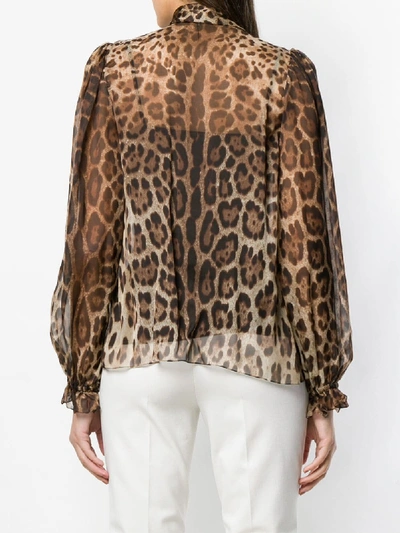 Shop Dolce & Gabbana Leopard Print Silk Shirt In Animalier