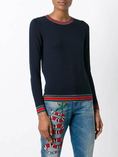 Shop Gucci Wool Blend Sweater In Blue