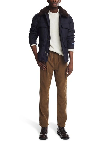 Shop Woolrich Stag Jacket X Loro Piana In Pied De Poule Navy